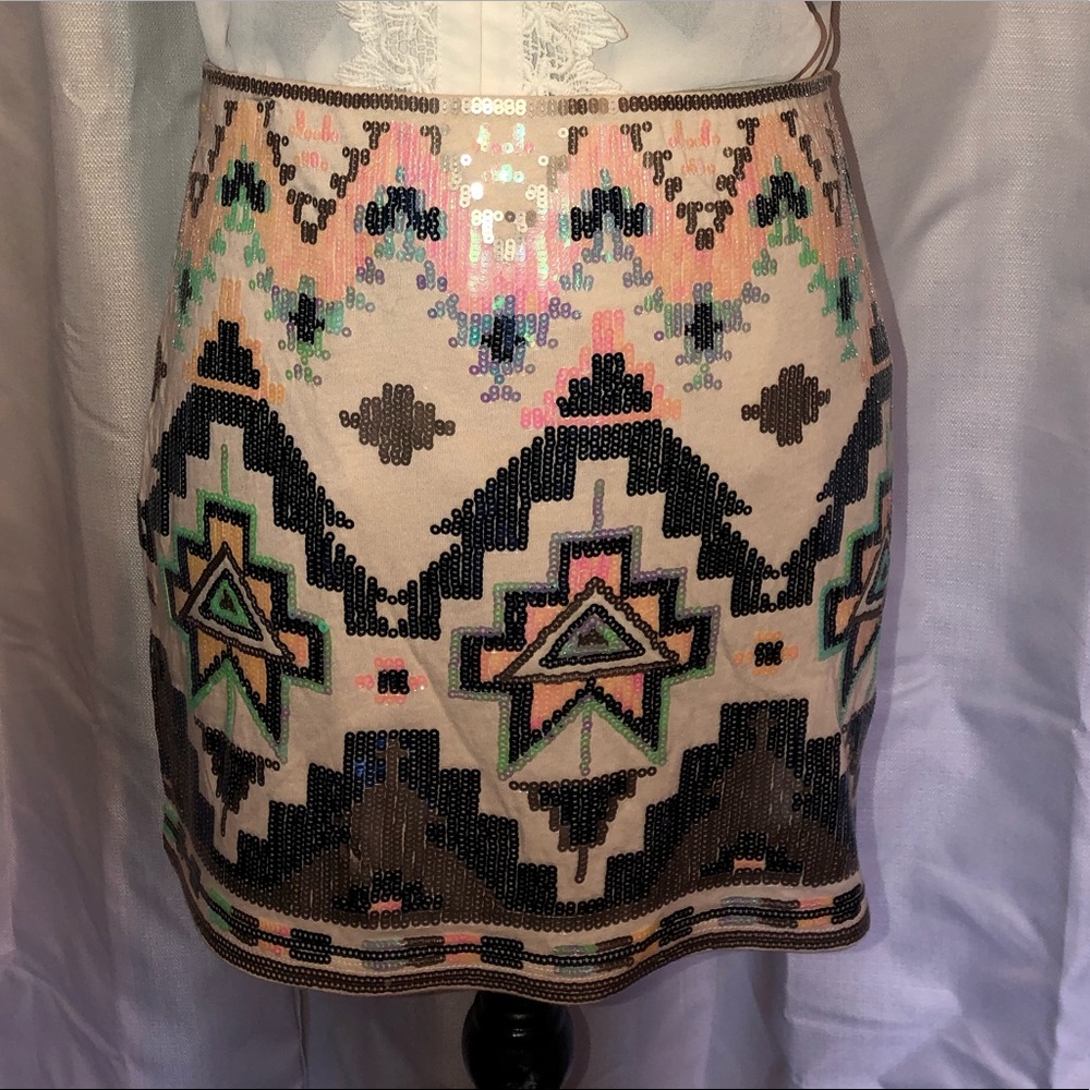 Aztec sequin mini skirt